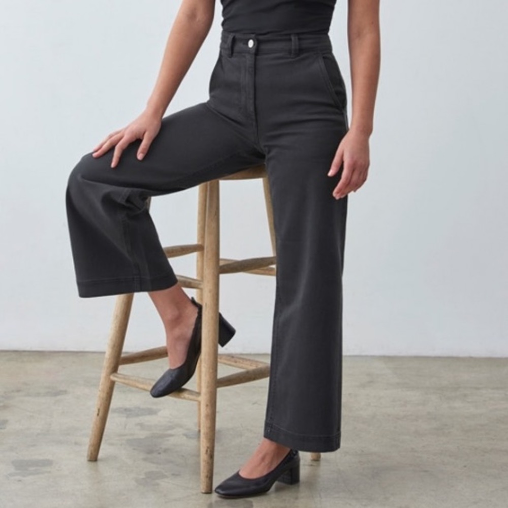 Everlane Wide Leg Crop Chino Black Patch Pocket 8